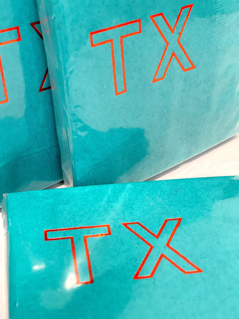 Metallic Orange & Teal TX Napkins