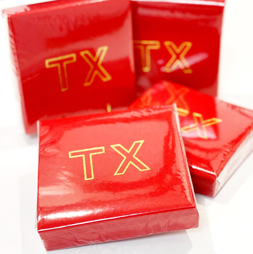 Red & Gold Foil TX Cocktail Napkins