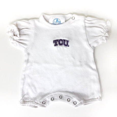 TCU Ruffled Onesie - White