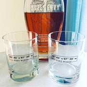 Fort Worth Coordinates Double Old Fashion Glass