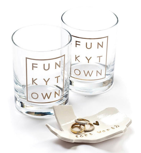 Metallic Gold Funkytown Double Old Fashion Glass