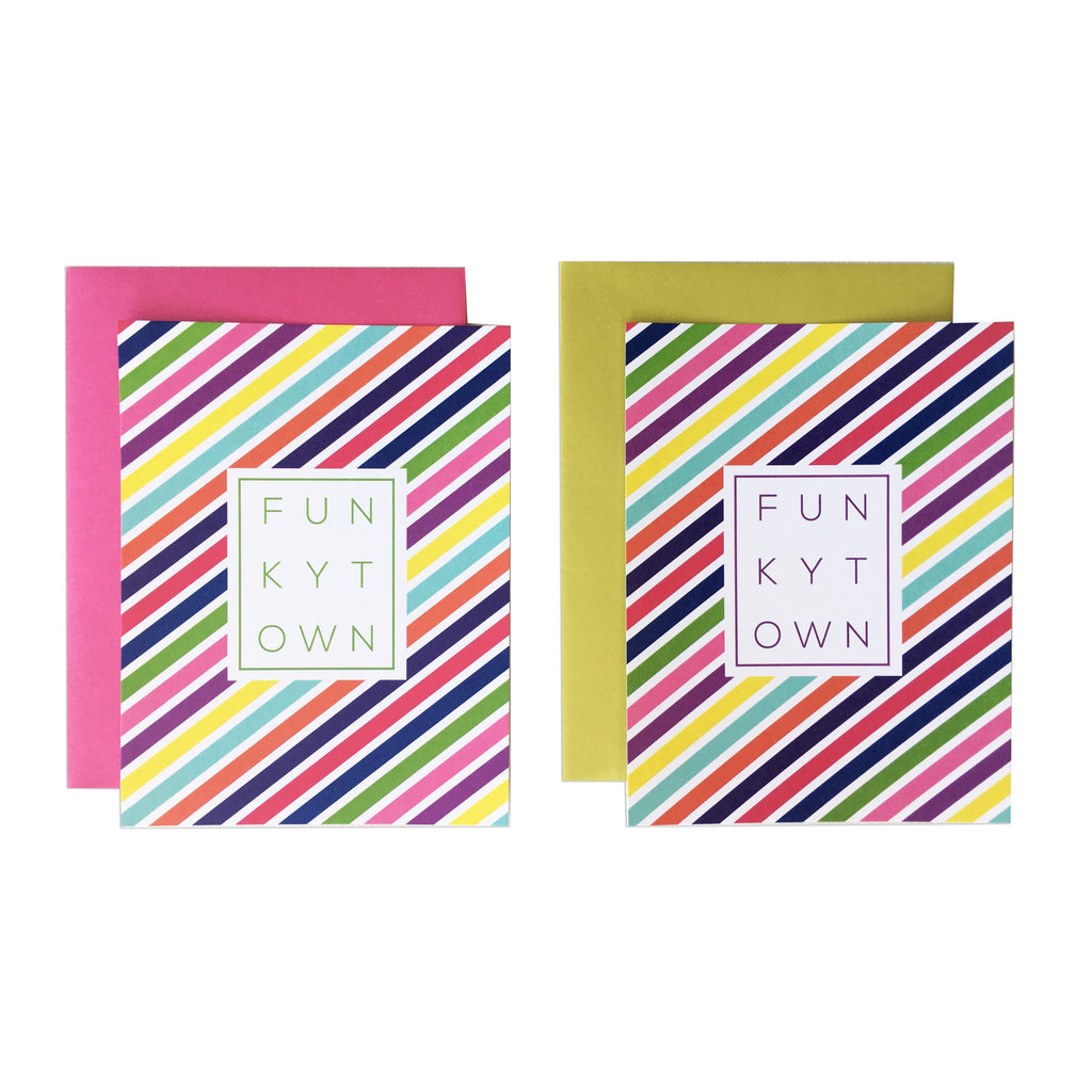 Multicolor Stripe Funkytown Folded Note Card Set