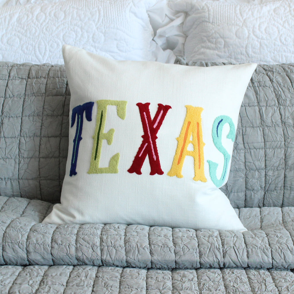 Texas Colors Embellished Pillow with Insert