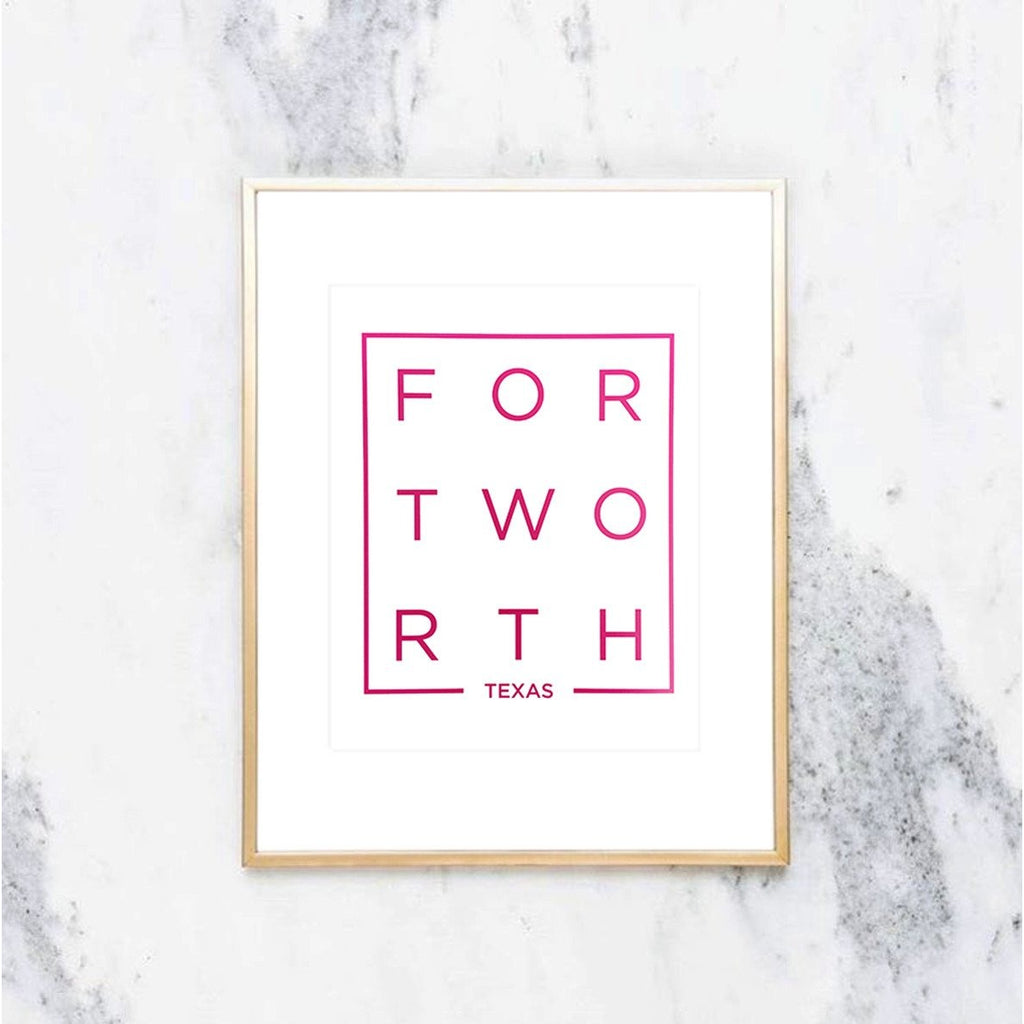 Modern Fort Worth Art Print in Pink