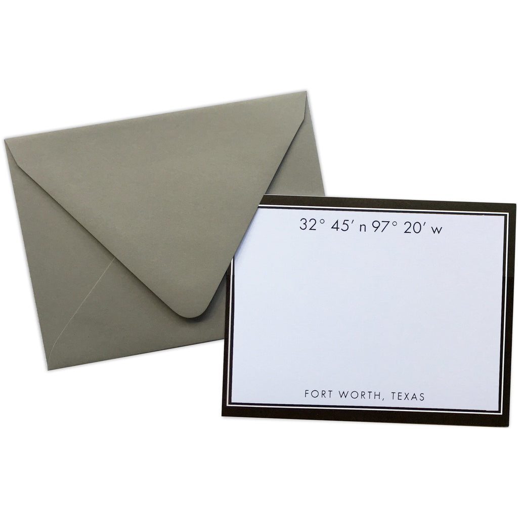 Fort Worth Coordinates Note Card Set