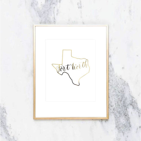 Fort Worth, Texas Gold Foil Print