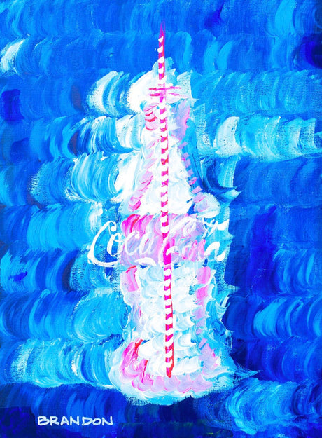 Coke Bottle "Blue Waves" Coca-Cola Painting Print