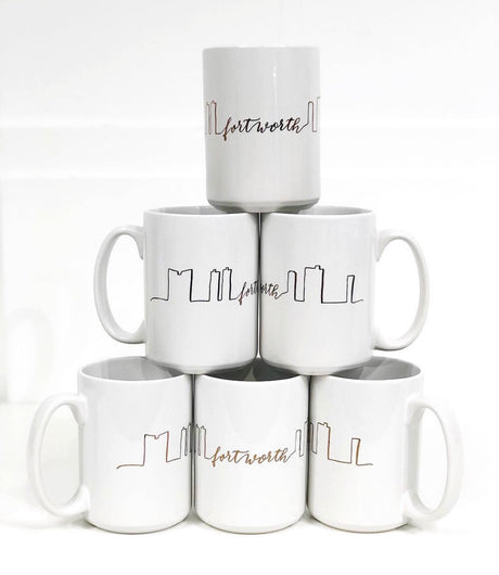 Gold Foil Fort Worth Skyline Mug